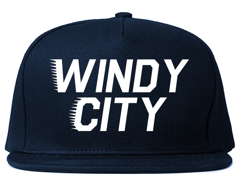 The Windy City Chicago Illinois Mens Snapback Hat Navy Blue