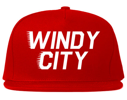 The Windy City Chicago Illinois Mens Snapback Hat Red