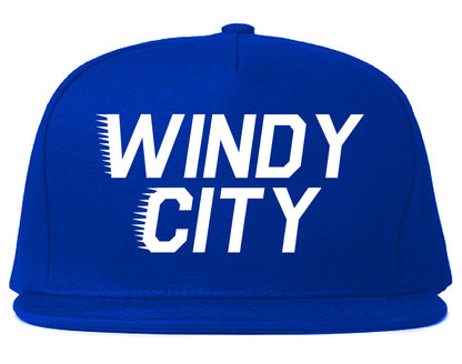 The Windy City Chicago Illinois Mens Snapback Hat Royal Blue