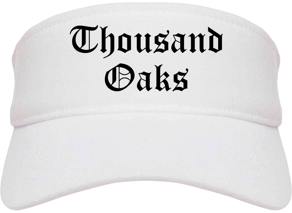 Thousand Oaks California CA Old English Mens Visor Cap Hat White
