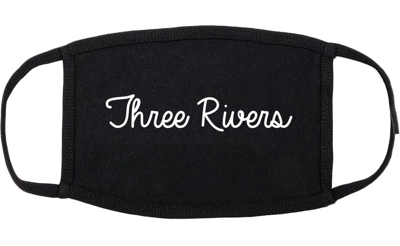 Three Rivers Michigan MI Script Cotton Face Mask Black