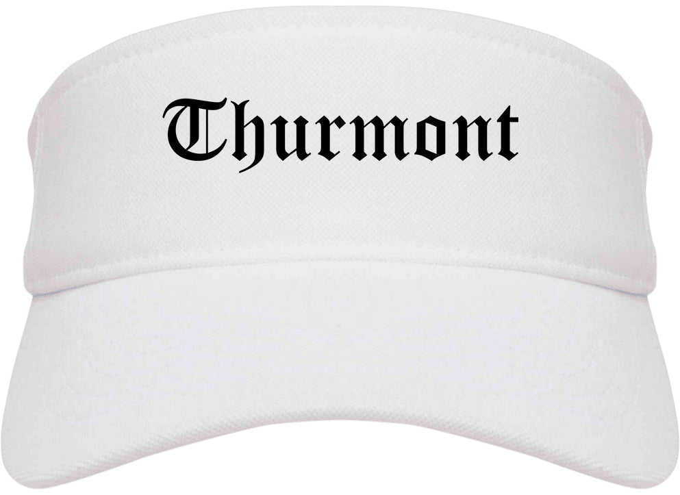 Thurmont Maryland MD Old English Mens Visor Cap Hat White