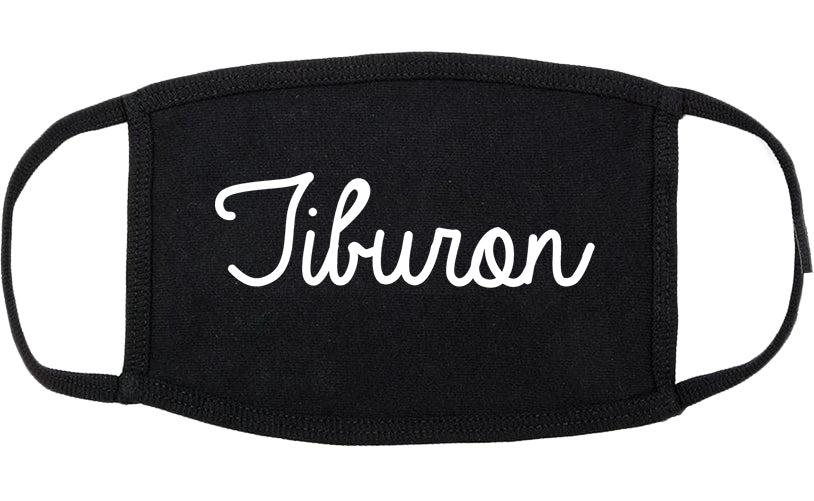 Tiburon California CA Script Cotton Face Mask Black