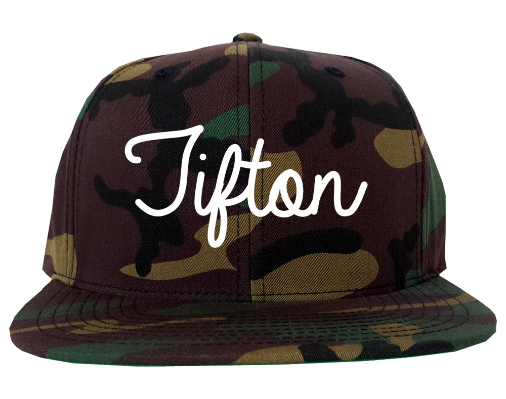 Tifton Georgia GA Script Mens Snapback Hat Army Camo