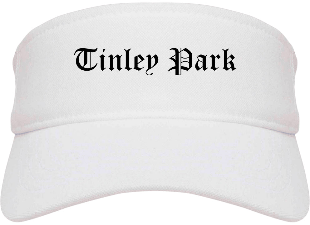 Tinley Park Illinois IL Old English Mens Visor Cap Hat White