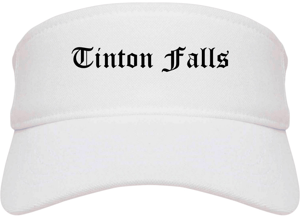 Tinton Falls New Jersey NJ Old English Mens Visor Cap Hat White