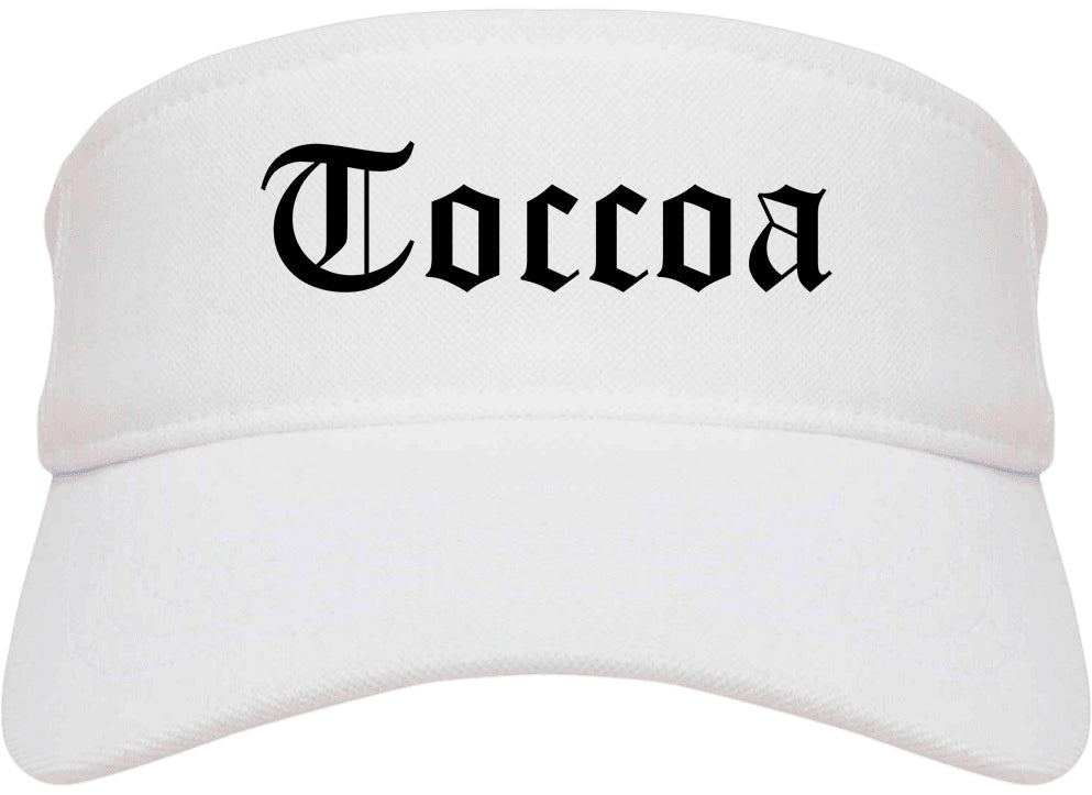Toccoa Georgia GA Old English Mens Visor Cap Hat White