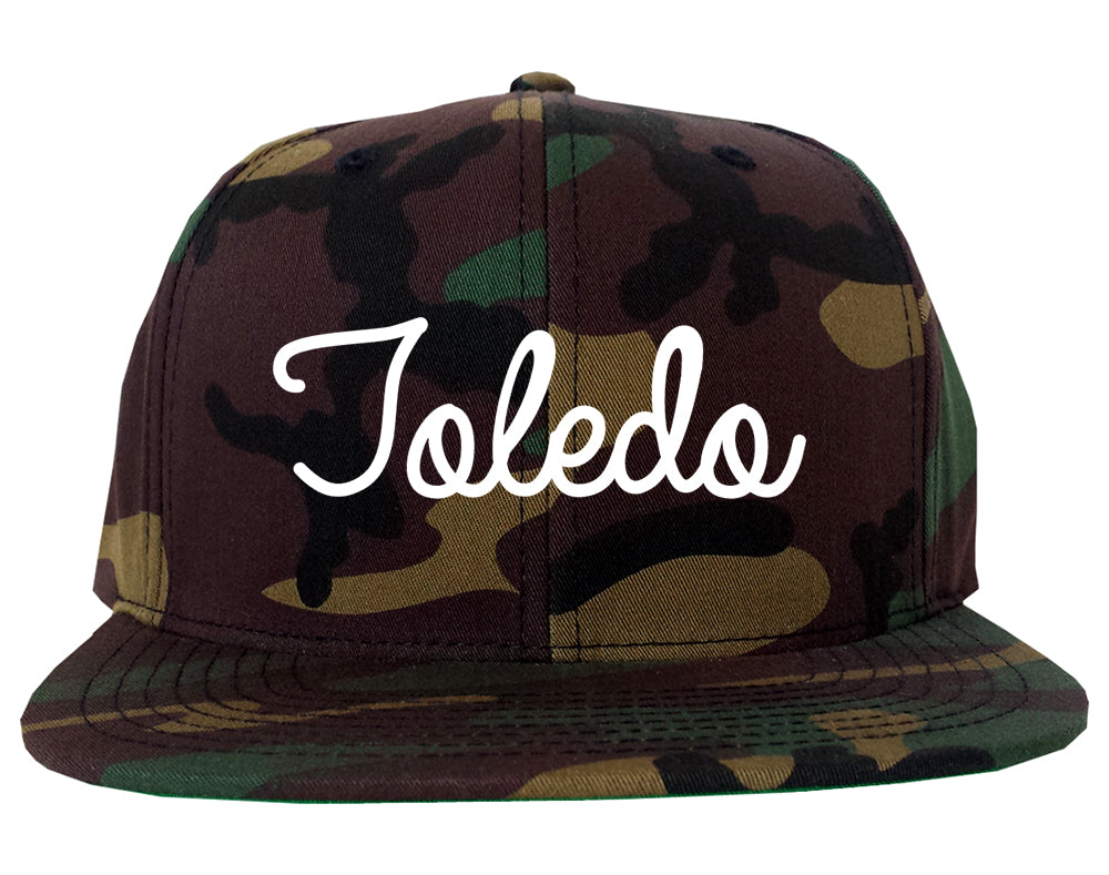 Toledo Ohio OH Script Mens Snapback Hat Army Camo