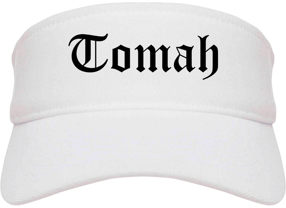 Tomah Wisconsin WI Old English Mens Visor Cap Hat White