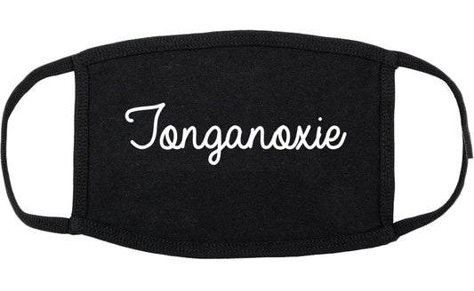 Tonganoxie Kansas KS Script Cotton Face Mask Black