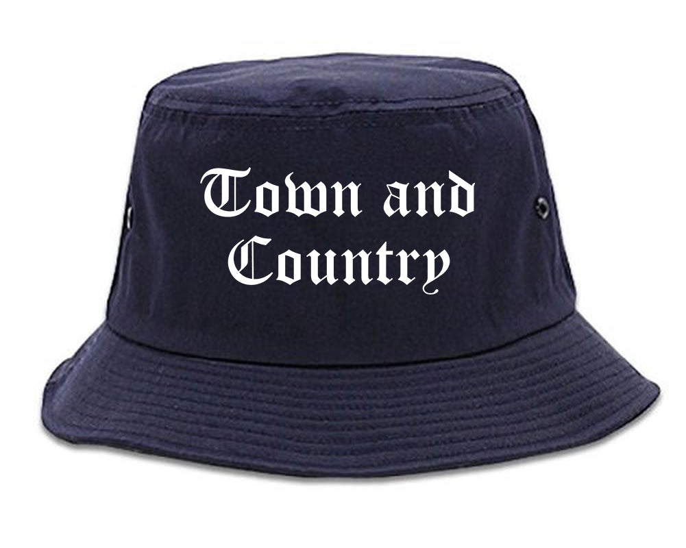 Town and Country Missouri MO Old English Mens Bucket Hat Navy Blue