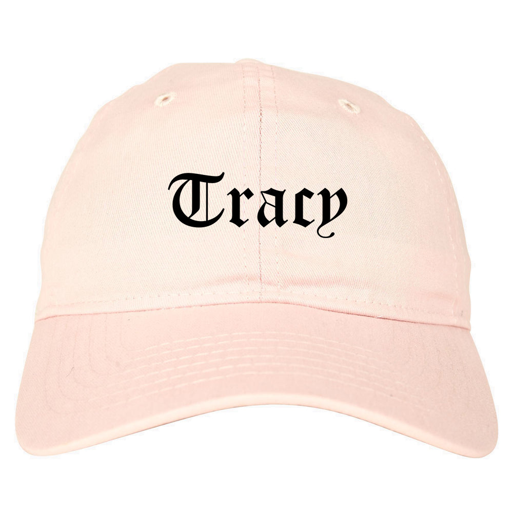 Tracy California CA Old English Mens Dad Hat Baseball Cap Pink