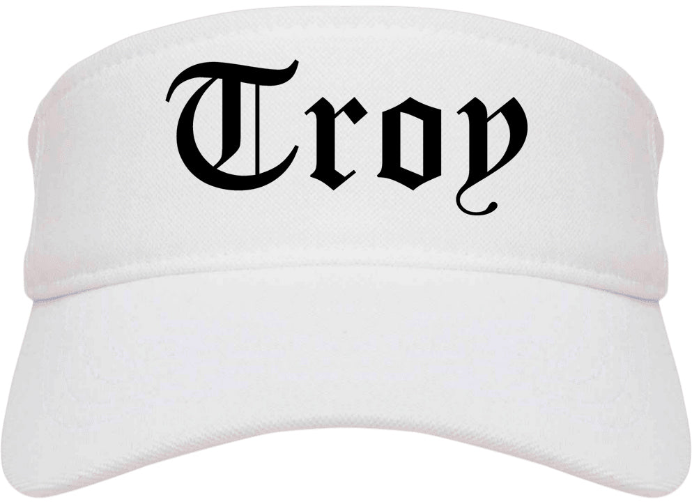 Troy Alabama AL Old English Mens Visor Cap Hat White