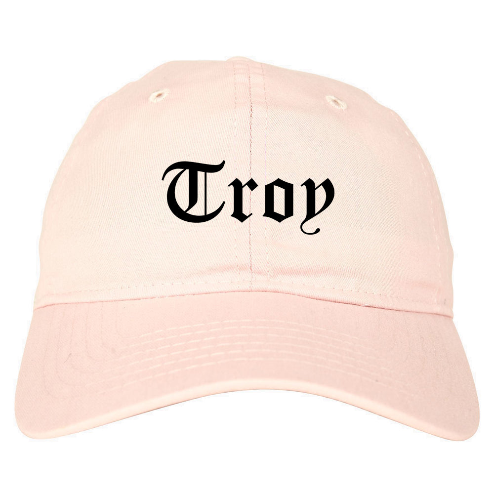 Troy New York NY Old English Mens Dad Hat Baseball Cap Pink