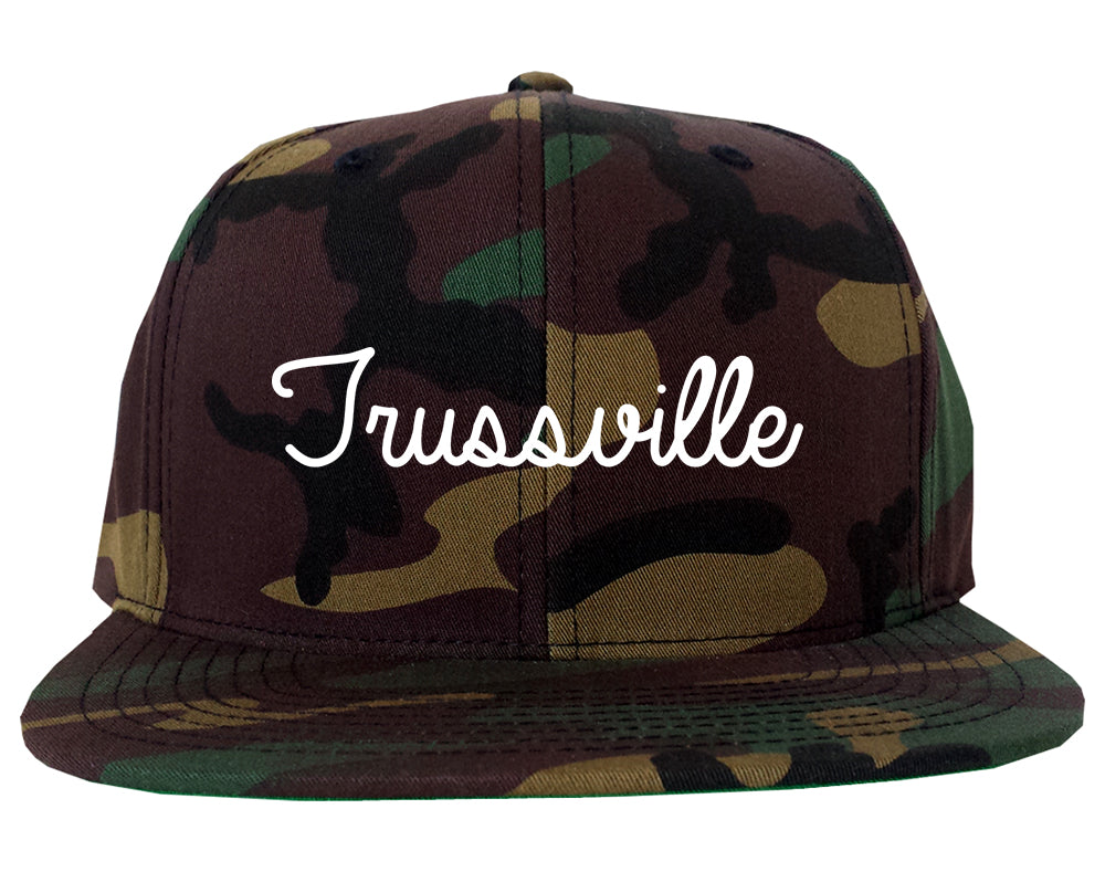 Trussville Alabama AL Script Mens Snapback Hat Army Camo