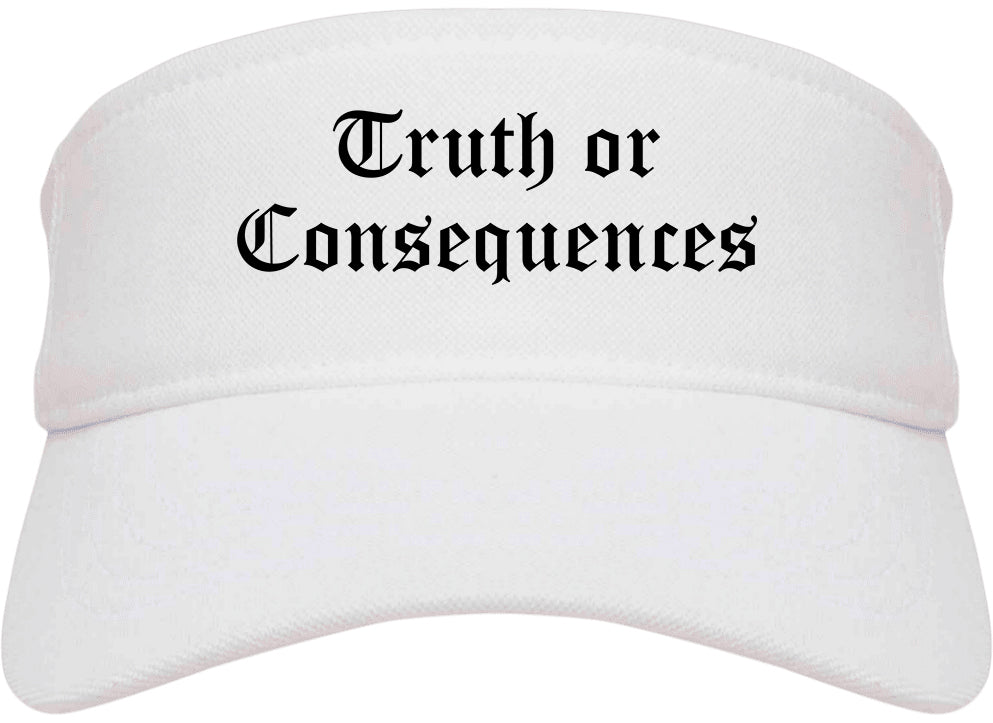 Truth or Consequences New Mexico NM Old English Mens Visor Cap Hat White