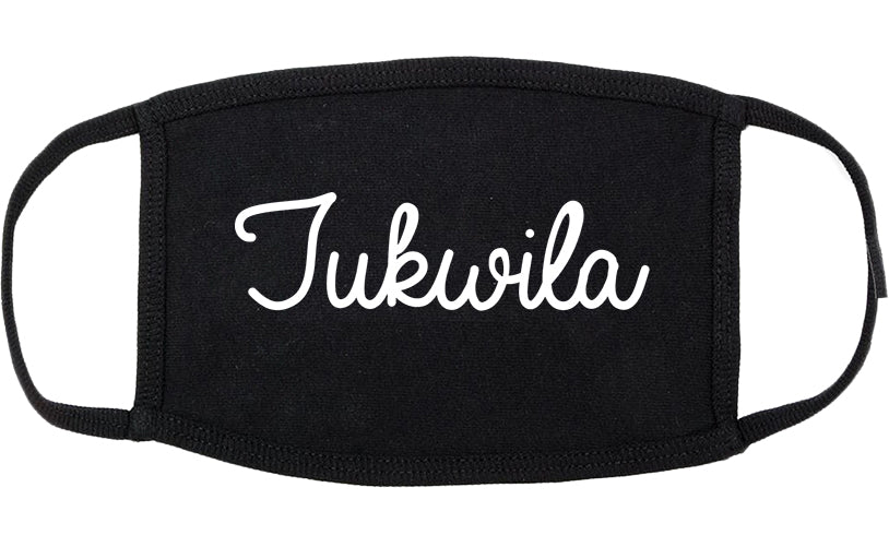 Tukwila Washington WA Script Cotton Face Mask Black