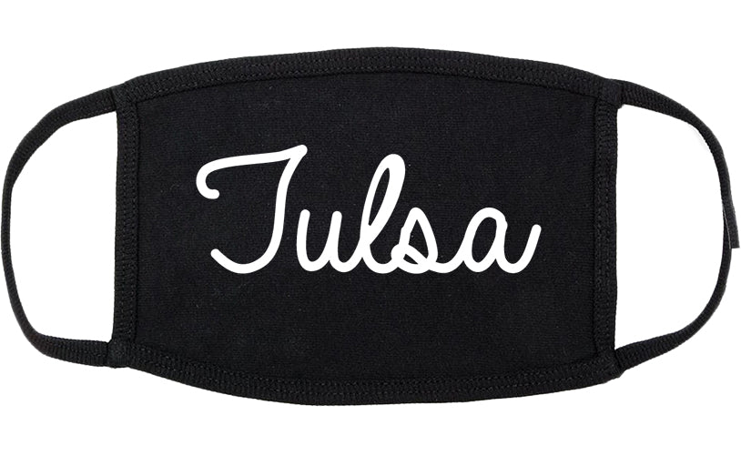 Tulsa Oklahoma OK Script Cotton Face Mask Black