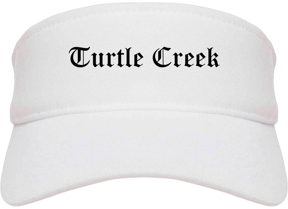Turtle Creek Pennsylvania PA Old English Mens Visor Cap Hat White