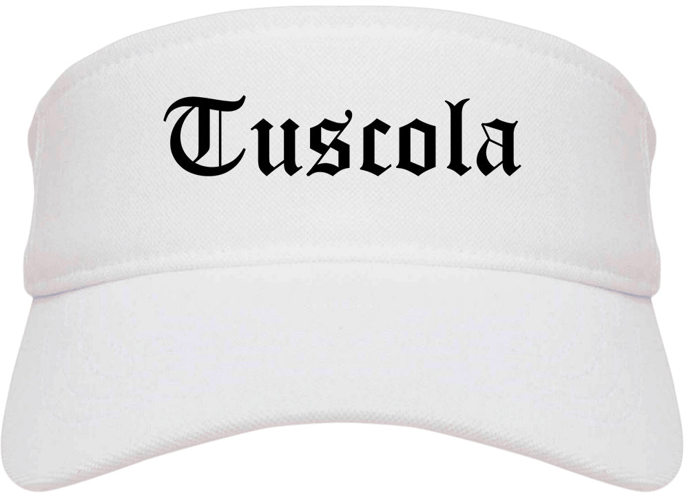 Tuscola Illinois IL Old English Mens Visor Cap Hat White