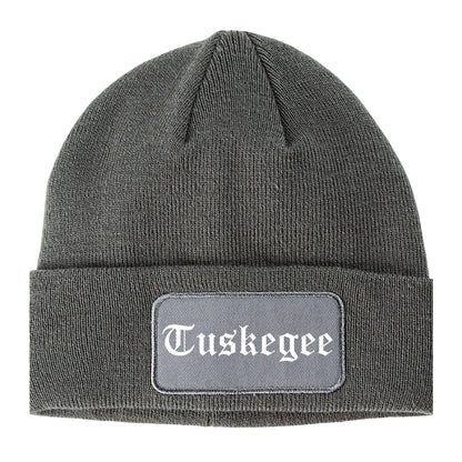 Tuskegee Alabama AL Old English Mens Knit Beanie Hat Cap Grey