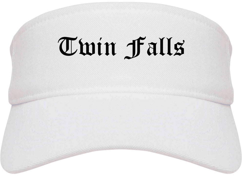 Twin Falls Idaho ID Old English Mens Visor Cap Hat White