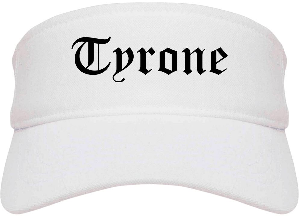 Tyrone Pennsylvania PA Old English Mens Visor Cap Hat White