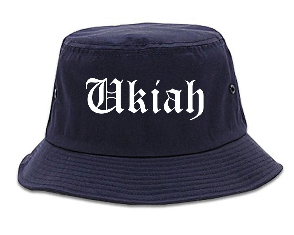 Ukiah California CA Old English Mens Bucket Hat Navy Blue