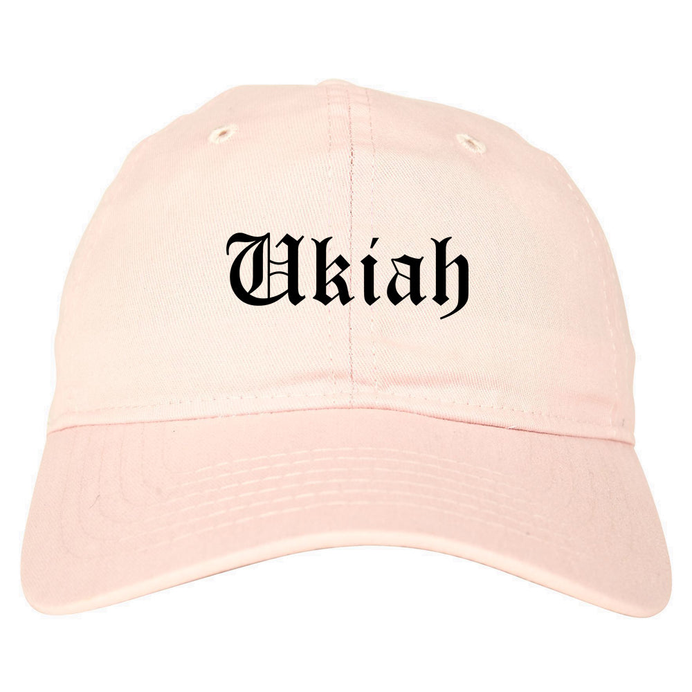 Ukiah California CA Old English Mens Dad Hat Baseball Cap Pink