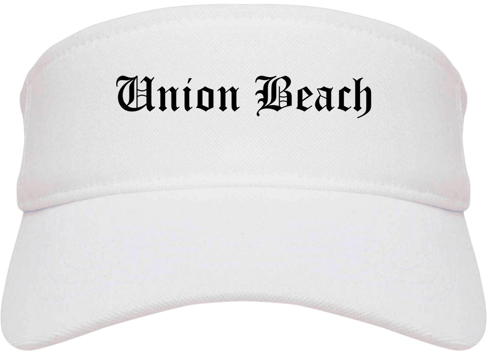 Union Beach New Jersey NJ Old English Mens Visor Cap Hat White