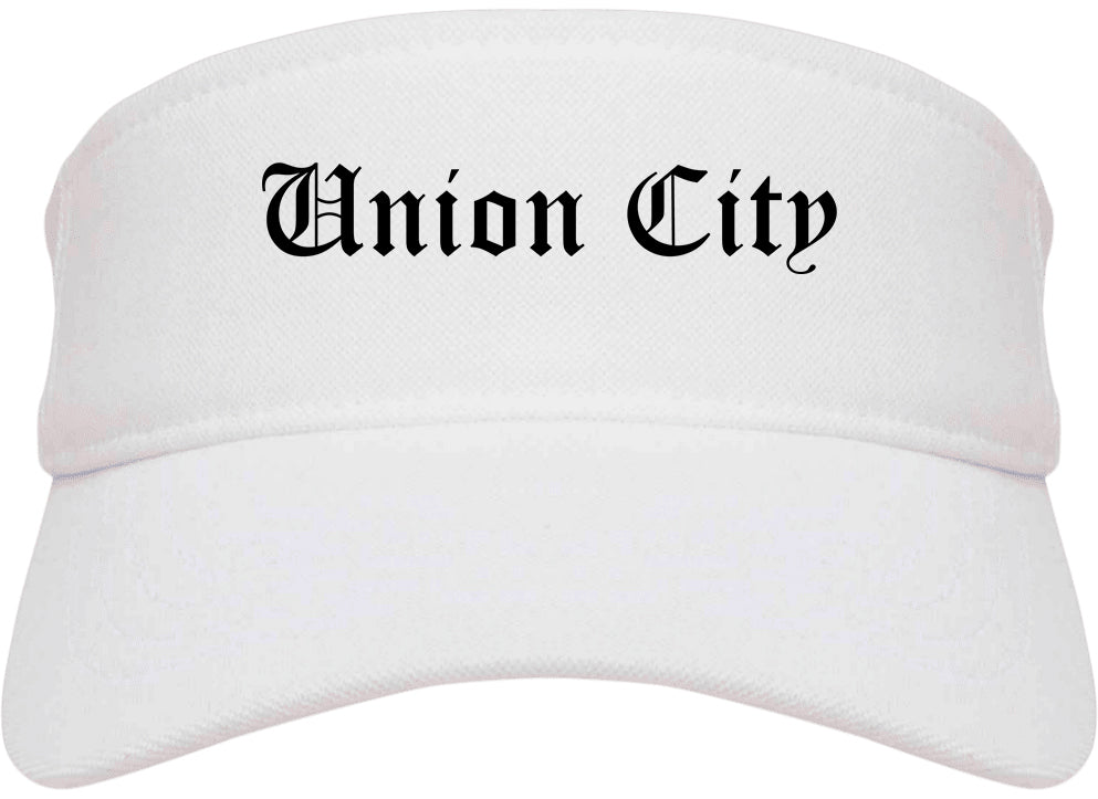 Union City Georgia GA Old English Mens Visor Cap Hat White