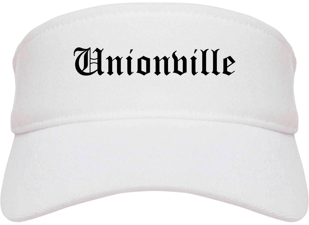 Unionville North Carolina NC Old English Mens Visor Cap Hat White