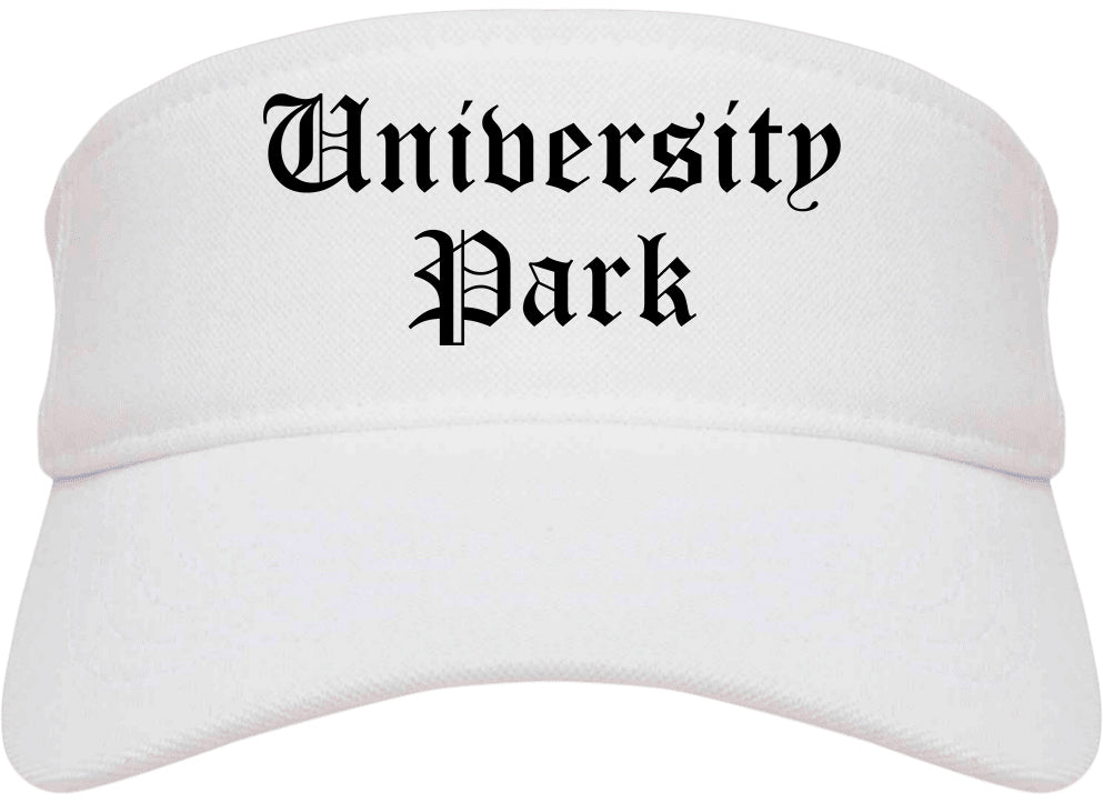 University Park Illinois IL Old English Mens Visor Cap Hat White