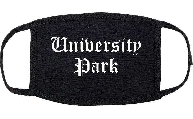 University Park Texas TX Old English Cotton Face Mask Black