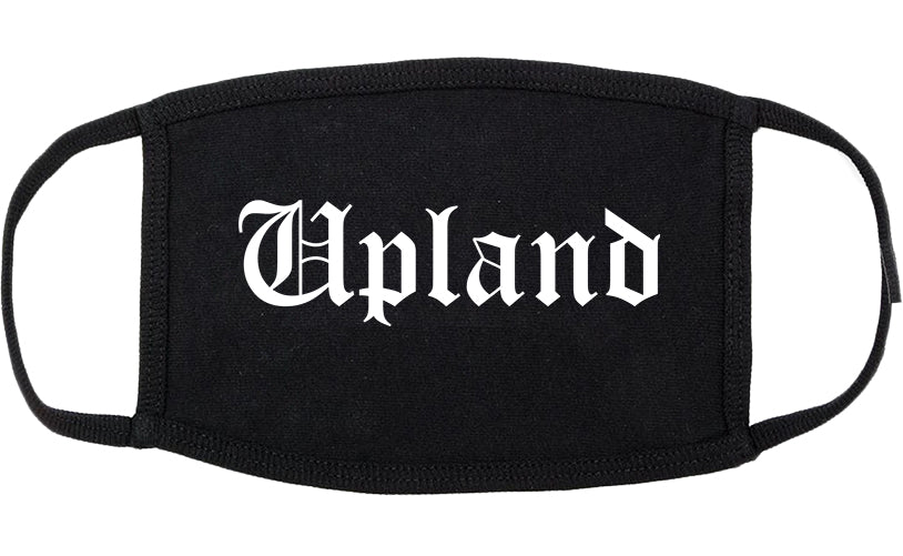 Upland California CA Old English Cotton Face Mask Black