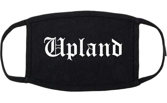 Upland California CA Old English Cotton Face Mask Black
