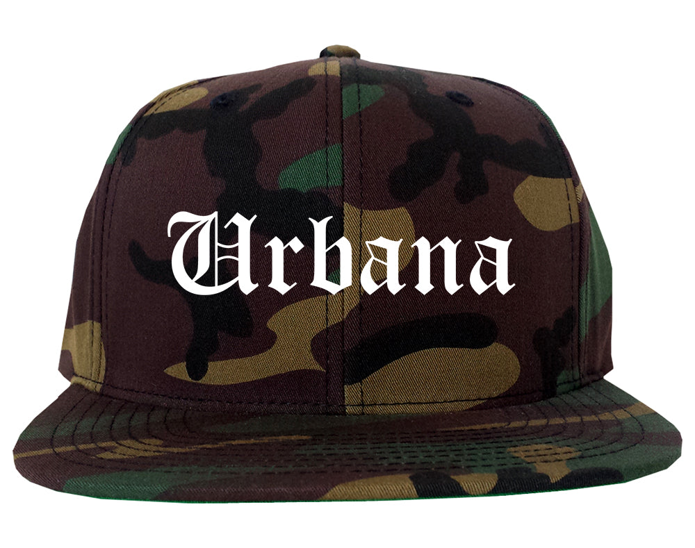 Urbana Illinois IL Old English Mens Snapback Hat Army Camo