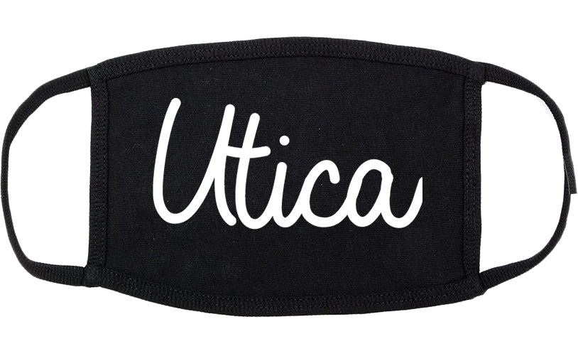 Utica Michigan MI Script Cotton Face Mask Black