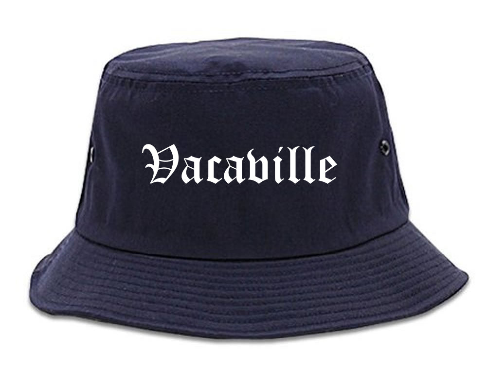 Vacaville California CA Old English Mens Bucket Hat Navy Blue