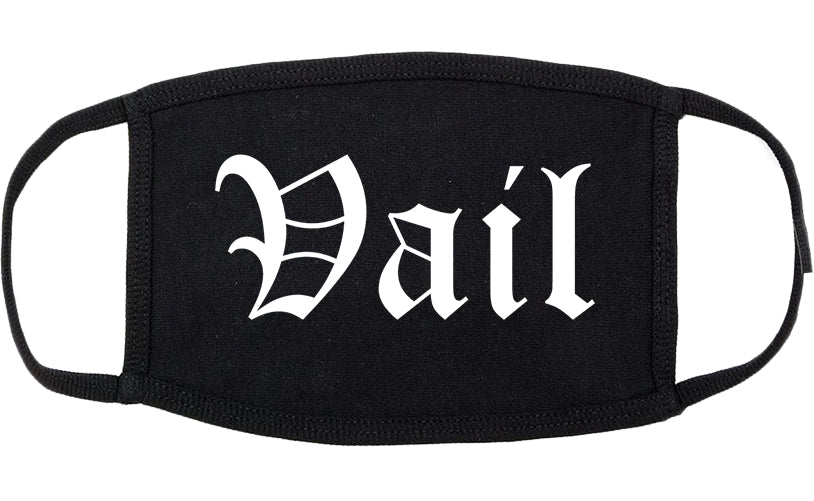 Vail Colorado CO Old English Cotton Face Mask Black