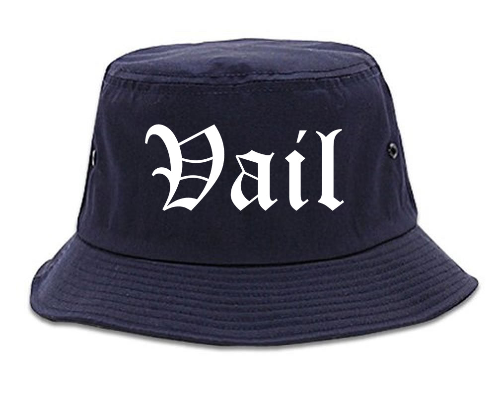 Vail Colorado CO Old English Mens Bucket Hat Navy Blue