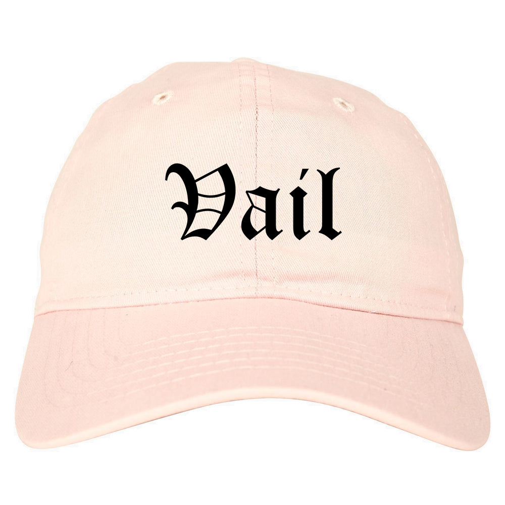 Vail Colorado CO Old English Mens Dad Hat Baseball Cap Pink