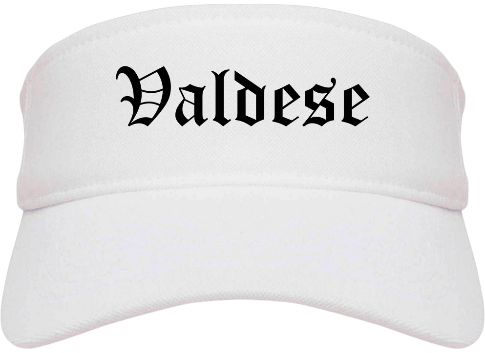 Valdese North Carolina NC Old English Mens Visor Cap Hat White