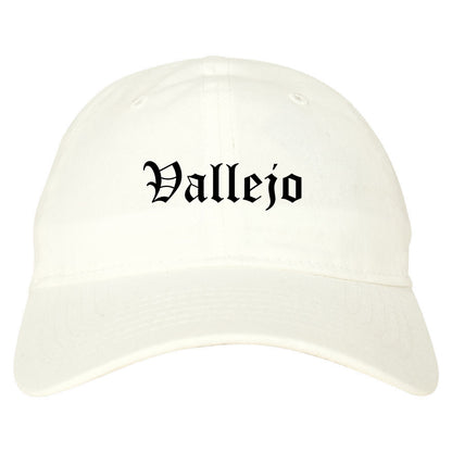Vallejo California CA Old English Mens Dad Hat Baseball Cap White