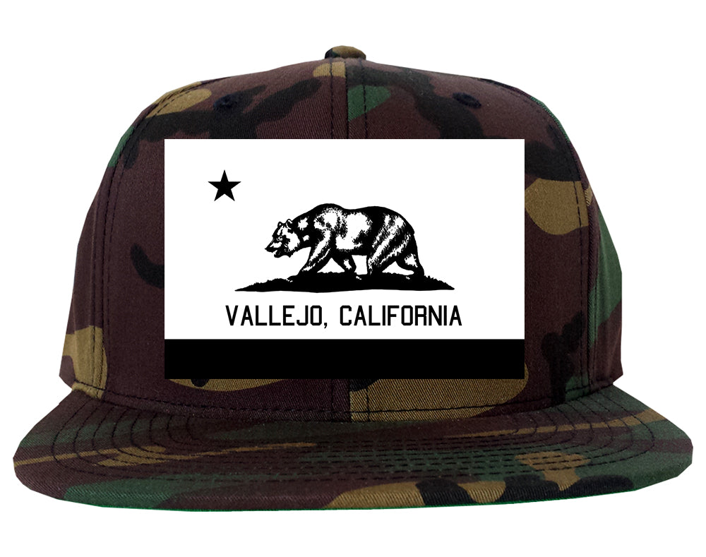 Vallejo California FLAG Bear Mens Snapback Hat Camo