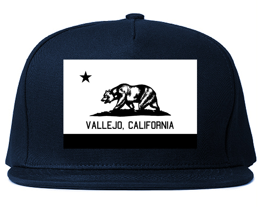 Vallejo California FLAG Bear Mens Snapback Hat Navy Blue