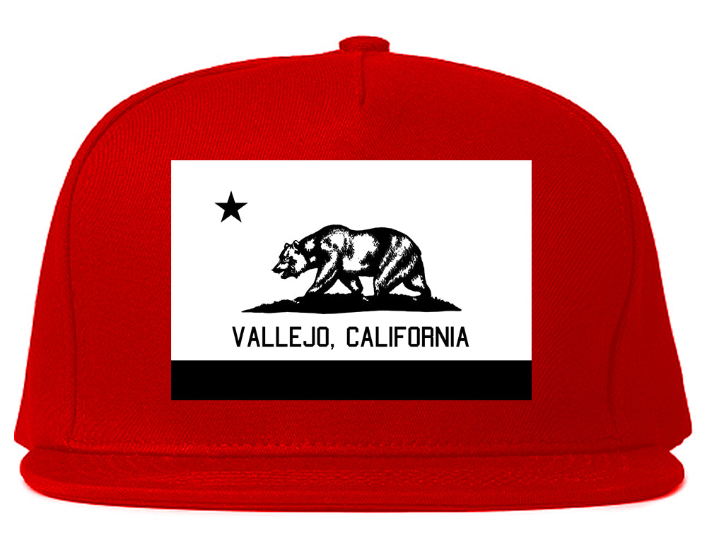 Vallejo California FLAG Bear Mens Snapback Hat Red