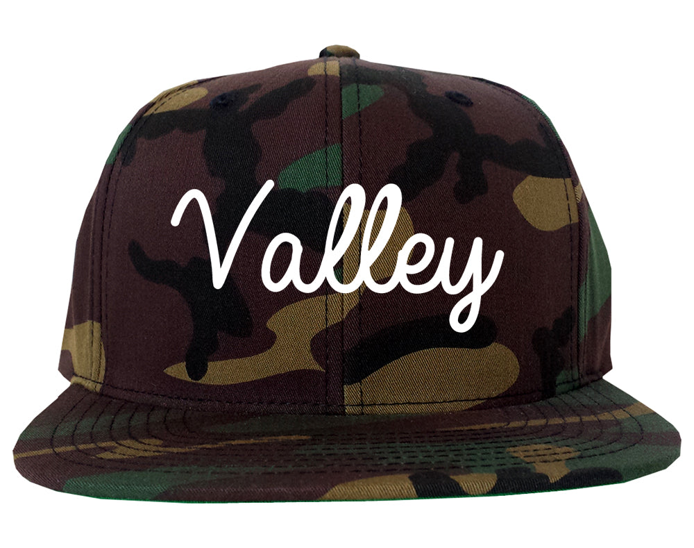 Valley Alabama AL Script Mens Snapback Hat Army Camo