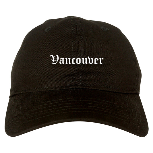 Vancouver Washington WA Old English Mens Dad Hat Baseball Cap Black