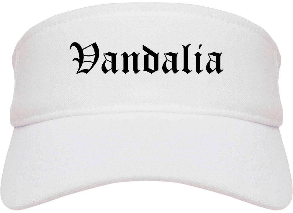 Vandalia Missouri MO Old English Mens Visor Cap Hat White